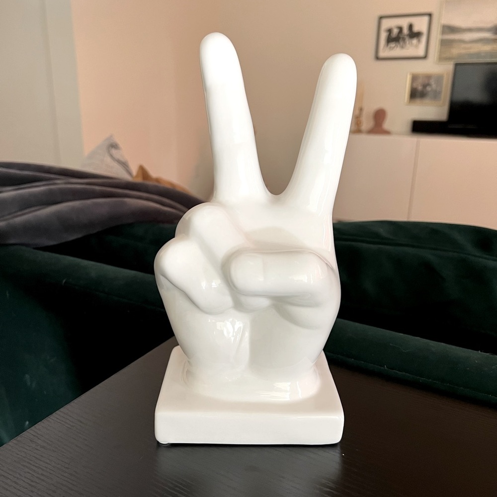 Ceramic Peace Sign Statue LIKE NEW